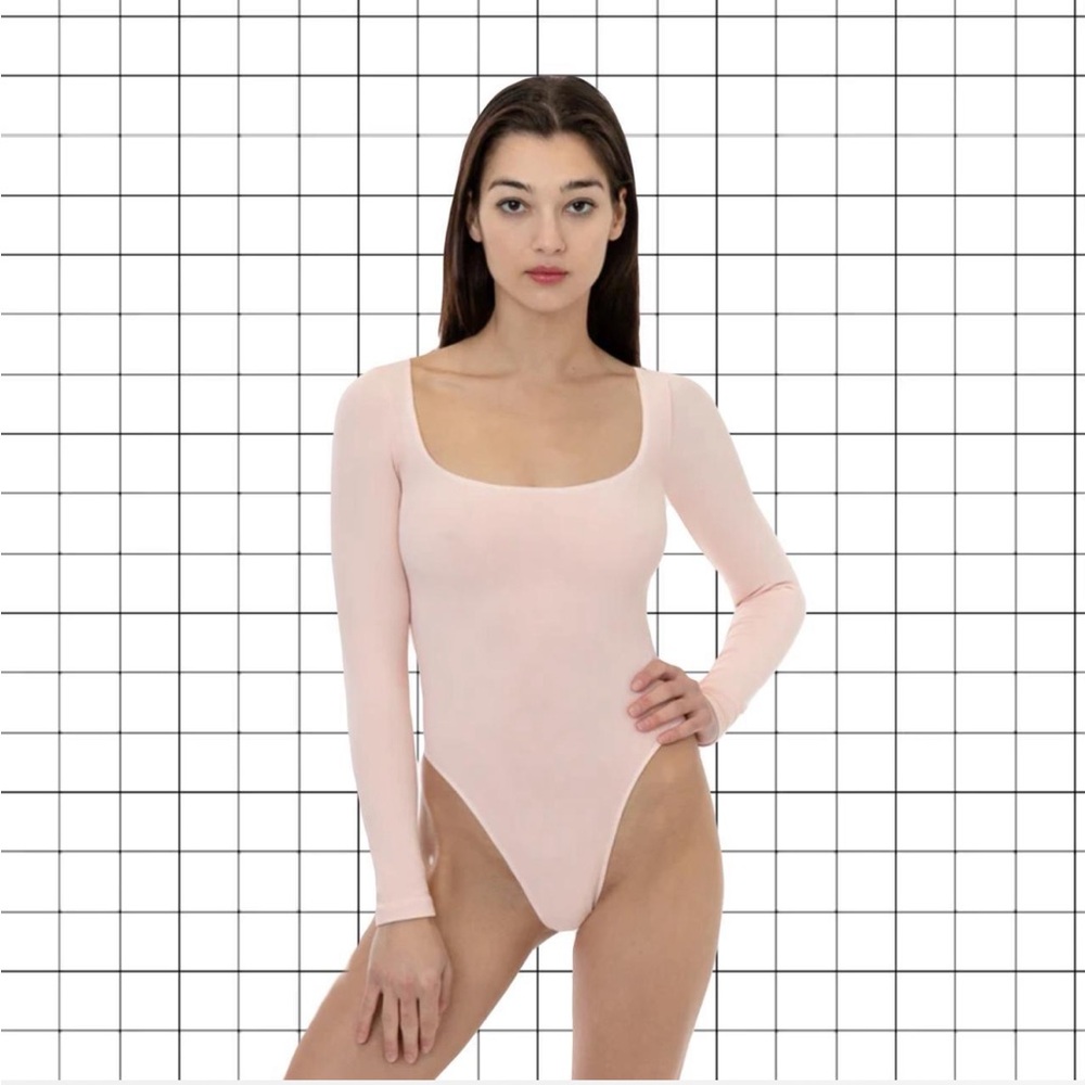 Los Angeles Apparel Pink Long Sleeve Bodysuit
